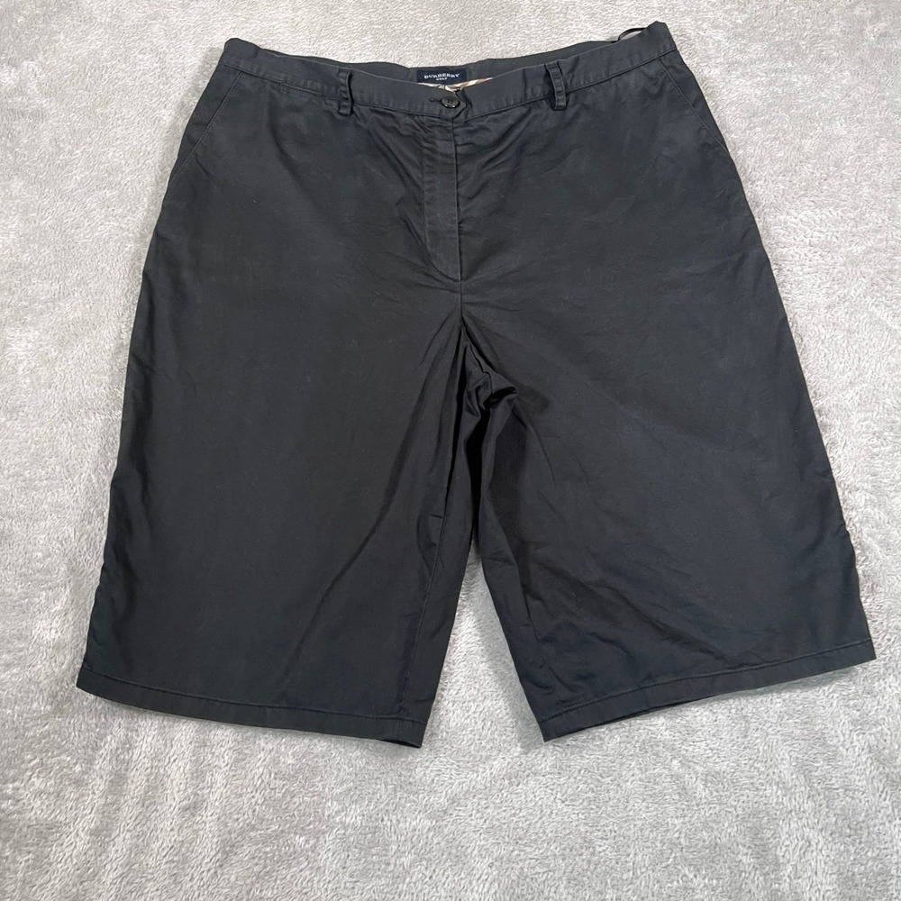 Burberry Golf Shorts Womens Size 10 Black Bermuda Plaid Trim Cotton‎ Blend